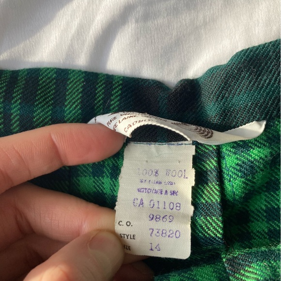 VINTAGE 70’s Plaid Pleated Skirt 100% Wool - Picture 5 of 7
